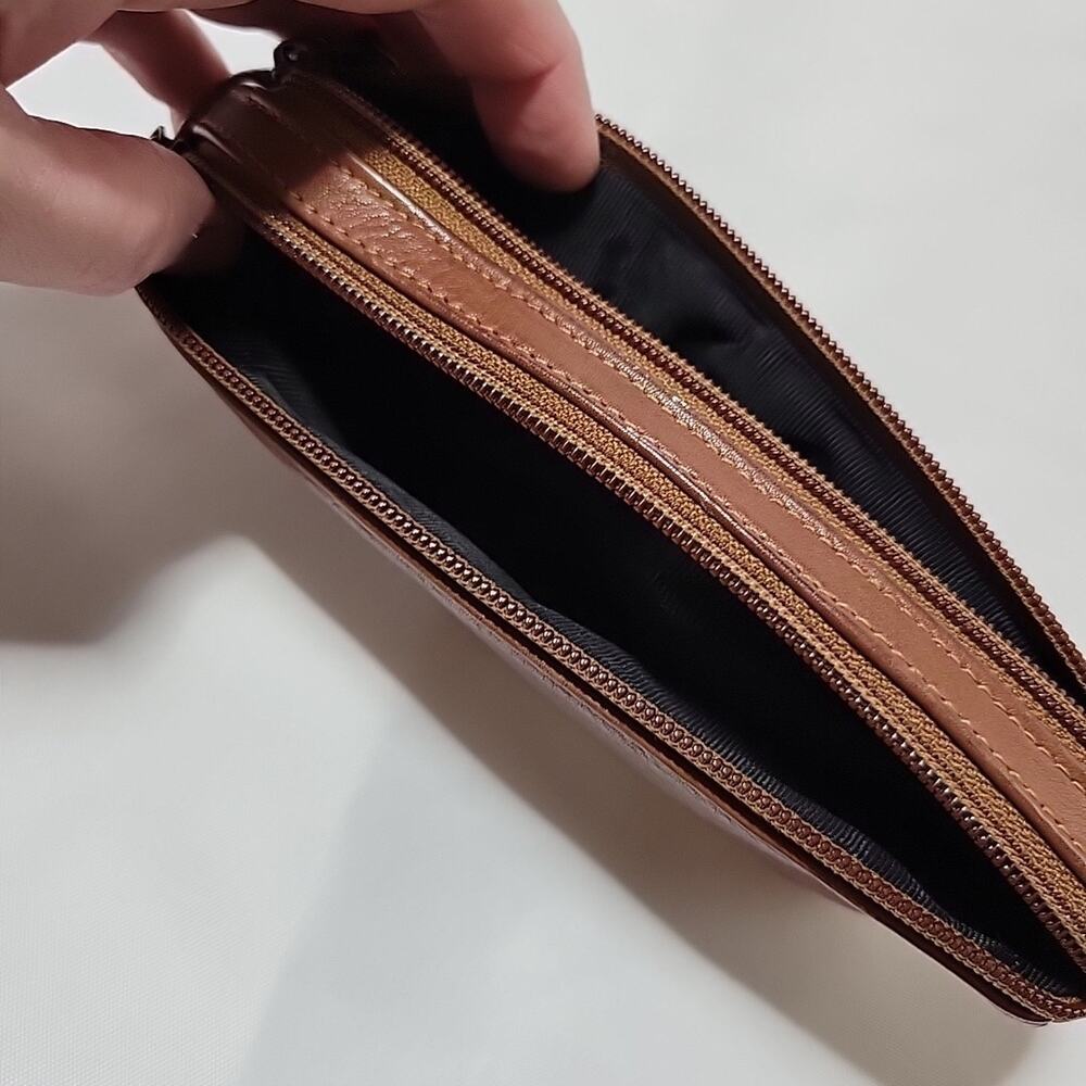 Levenger Brown Leather Waist Purse Multi Pocket Front Back Zip Belt Pouch - Picture 9 of 9